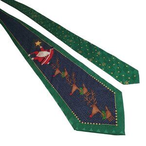 Vintage Cool Yule Christmas Tie Men Santa Reindeer Hallmark Holiday Necktie